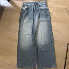 ZARA ワイドレッグ デニムパンツ ウォッシュ加工 - メルカリ