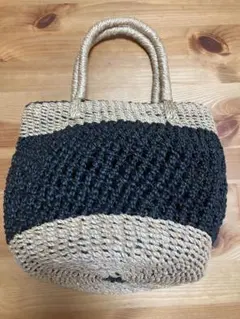 美品⭐︎無印良品　編み込みトートバッグ 黒とベージュ