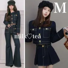 新品タグ付き ダーリッチ M インディゴ DDボタンノーカラーデニムジャケット