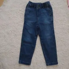 ダークブルー ストレートパンツ ウエストゴム