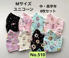 カラフルな子供用マスク8枚セット　キッズマスク　小学生　給食マスク　ユニコーン