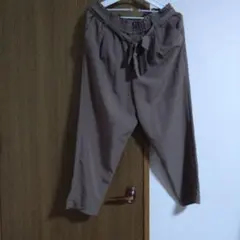ブラウン リボン付きカジュアルパンツ
