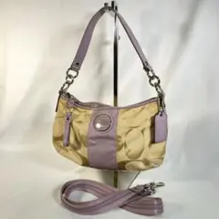 コーチ ショルダーバッグ シグネチャー サコッシュ 紫