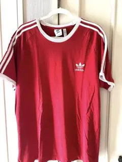 adidas トレフォイルロゴ 3ストライプ Tシャツ レッド　ヴィンテージ希少のサムネイル