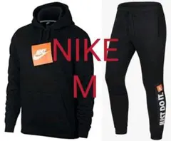Ｍ ナイキ 裏起毛 フリースフーディ ジョガーパンツ 上下セット パーカー 黒