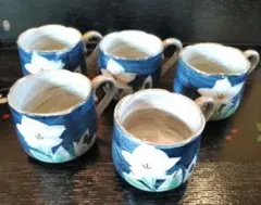 幸泉窯 花柄 和風 デミタスカップ 5客セット