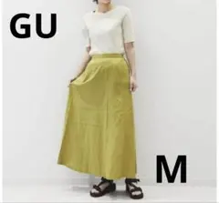 GU ジーユー　リネンブレンドフレアロングスカート　M