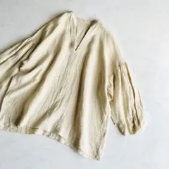 TOUJOURS トゥジュー カシュクールブラウス コットンボイル ベージュ