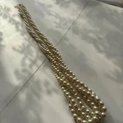 美品　パール淡水ネックレス　3連ねじれ