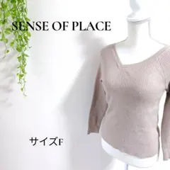 b2860 センスオブプレイス ベージュ Vネック風 長袖ニット F 柔らか素材
