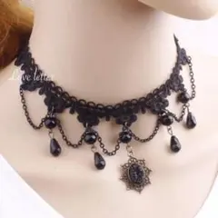 No.55S ブラックレースアンティークチョーカーネックレス 韓国 地雷 量産型