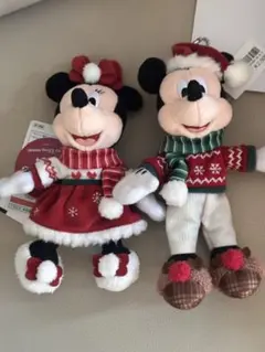 ミッキー＆ミニー　クリスマスぬいぐるみバッチ　2024
