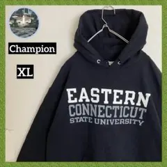 チャンピオン 刺繍目玉 裏起毛 カレッジ ビッグロゴ 袖太 スウェット パーカー