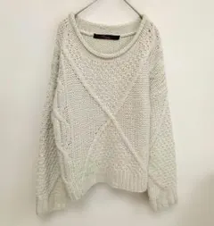 フリージア 模様編み 長袖ニット アイボリー M