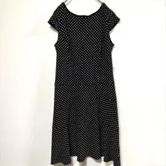 アンクライン ドット柄 フレアワンピース 12 L〜XL相当 洗える Aライン