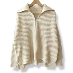 エコメルカリ便限定/ 美品 ハーフジップ Vネック 長袖 ニット オーバーサイズ