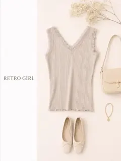 RETRO GIRL レトロガール レースリブタンクトップ Vネックノースリーブのサムネイル