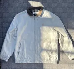 ホワイト ナイロン ジャケット コーデュロイ襟　短丈