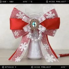 キンブレリボン ペンライトリボン 雪パール 赤 ★ハンドメイド