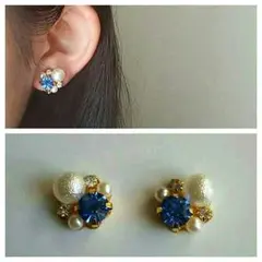 ＊選べる全10色＊パールとビジューのイヤーカフ　イヤリング　ピアス