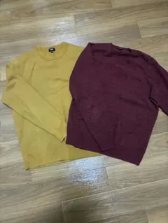 ユニクロ　セーター　2枚セット　メンズ　Lサイズ　赤　黄