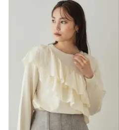 週末セール　オペークドットクリップ　フリル　ニット　プルオーバー