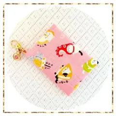 新作❣️ナスカン付きミニポーチ(チャーム付き)⭐️おでん猫ちゃん(ピンク)⭐️