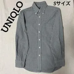 【美品】UNIQLO グリーンホワイト チェック ボタンダウンシャツSサイズ