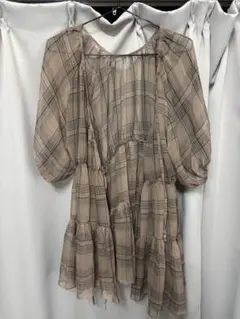 グレイル　リボン付きチェック柄シアーカシュクールチュニック　フリーのサムネイル