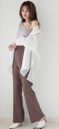 GRL フロントタックフレアパンツ[k8360t] ブラウン Sサイズ