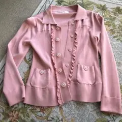 チェリー刺繍アイボリー長袖カーディガン　スーパービューティ　44 チェリー刺繍アイボリー長袖カーディガン スーパービューティ 44
