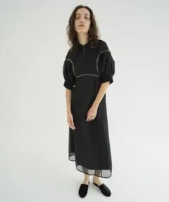 clane LAYERD SHEER ONEPIECE ブラック0のサムネイル