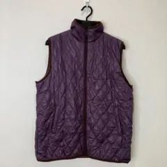 Ven キルティングベスト パープル 裏ボア チェック柄 M～Lサイズ