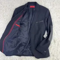 ヒューゴボス HUGO BOSS エルボパッチ テーラードジャケット 44 濃紺