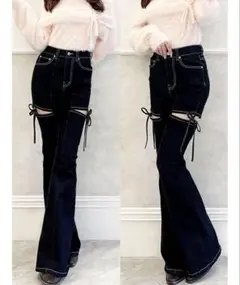 resexxyカットアウトブーツカットデニム ブラック M