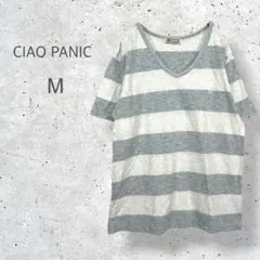 【CIAO PANIC】　Vネック　Tシャツ　ボーダー　メンズライク　ゆるだぼのサムネイル