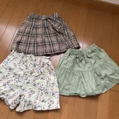 女の子　140センチ　ハーフパンツ　girls ティアードキュロット　3枚セット