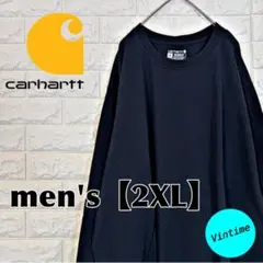 y250【Carhartt】プリントロゴ ロンT【メンズ2XL】ネイビー