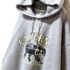 ギルダン カリフォルニア ロゴ スウェットパーカー グレー 灰色 L 古着