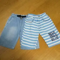 男の子１２０センチ★ハーフパンツ マリン ボーダー デニム