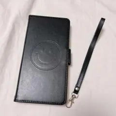 iPhone 14 pro max ケース 手帳型 ミラー ストラップ付き 黒