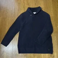 ZARAキッズネイビー リブ編み ニットセーター ハイネック140