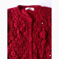Used 立体感のあるフラワーモチーフ♡ ウール クロシェカーディガン