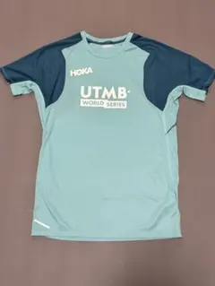 HOKA UTMB WORLD SERIES Tシャツ Sサイズ 水色/ネイビー
