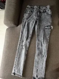 INGNI グレー スキニーデニム ダメージ加工