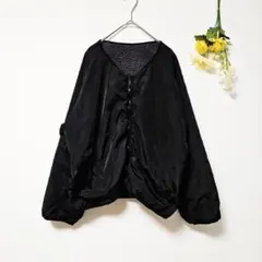 【ヴィンテージ】リバーシブル ノーカラージャケット フルジップ ブラック×グレー