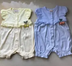 フリル付きロンパース2点セット（イエロー・ブルー）セット