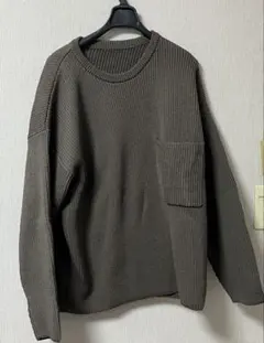 【未使用】再生ポリエステル畦編みクルーネック セーター／ムジラボ　M／L相当