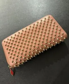 Christian Louboutin スタッズ 長財布 ピンク - メルカリ