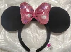 ディズニー カチューシャ ミニー スパンコール ピンク